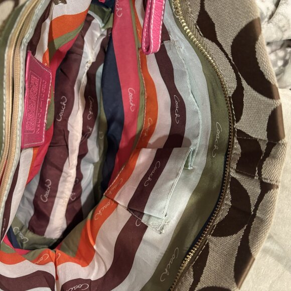 Coach Signature Logo Satchel Tote - Picture 7 of 8